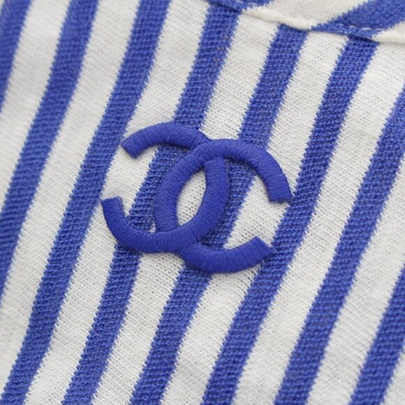 Authentic CHANEL Runway Resort La Pausa Striped Dress Blue White 2019 Cruise 36 - Picture 9 of 13